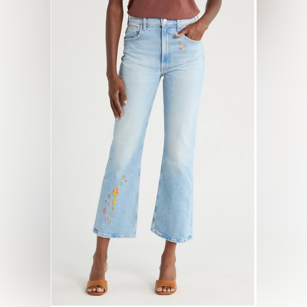 Mother The Scooter Embroidered Ankle Boot Cut Jeans Color: Out on a Limb Size 24